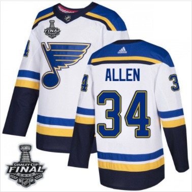 Blues #34 Jake Allen Weiß 2019 Stanley Cup Final Stitched